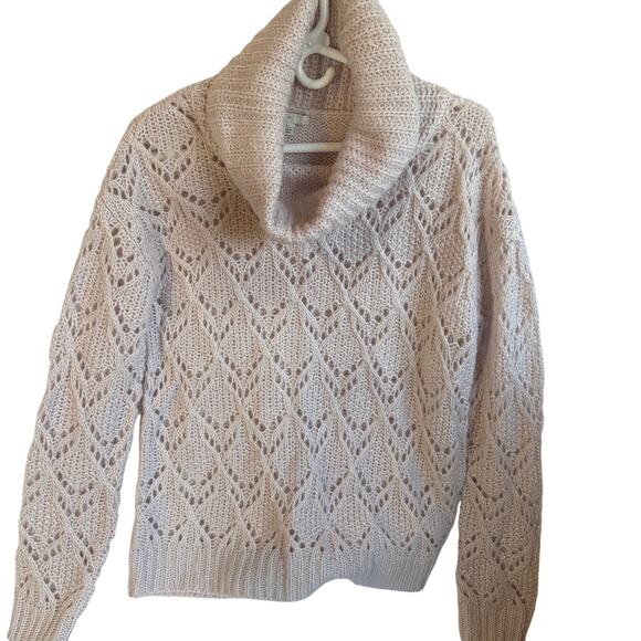 Cato est 1946 cowl neck pink sweater. Size L. Pointelle. Boho. Slouchy - Picture 1 of 6